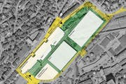 Die neue Olma-Halle 1 wird doppelt so gross wie die Halle 9.1 und hat eine Fläche von zwei Fussballfeldern. (Bild: Vermessungsamt der Stadt St. Gallen)