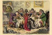 «Germans Eating Sour-Krout» und benehmen sich aus Sicht eines Engländers ziemlich daneben. (Bild: James Gillray 1803 / The British Museum)