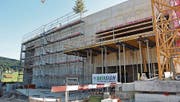 Der Rohbau des Rechenzentrums in Gais ist abgeschlossen. (Bild: gia)