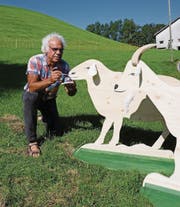 Schaf und Ziege bereitete Hansjürg Hörler für die Ausstellung an der diesjährigen Olma vor. (Bild: mbr)