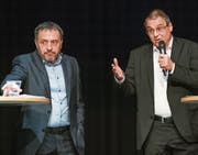 Daniel Lehmann und Wolfgang Giella (rechts) schenken sich nichts. (Bild: Urs Bucher)