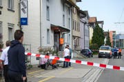 Polizeieinsatz nach den tödlichen Schüssen in der St.Galler Moschee im August 2014. (Bild: Coralie Wenger)
