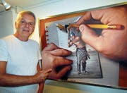 Surrealismus von Rainer Schoch mit dem Römer, der den Bleistift zerhackt. (Bild: Ernst Hunkeler)