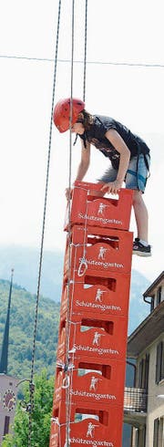 Es geht in die Höhe beim Harassenklettern.