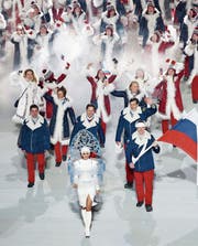 Das russische Team an der Olympia-Eröffnungszeremonie 2014 in Sotschi. (Bild: Barbara Walton/EPA)