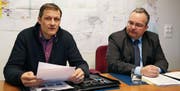Zufrieden mit der Entwicklung der Gemeinde: Gemeindepräsident Roland Brändli, Gemeinderatsschreiber Rolf Vorburger. (Bild: Jolanda Riedener)