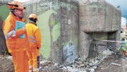 Derzeit laufen die Vorbereitungen für den Rückbau des Bunkers: Bald werden nur noch die Grundrisse zu sehen sein. (Bild: Viola Stäheli)