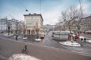 Steht einer Piazza vor dem Amtshaus (links) im Weg: das 1934 gebaute Bankgebäude am St. Galler Marktplatz. (Bild: Urs Bucher)