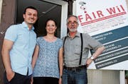 Arber Bullakaj (links) übergab Ende Juni 2016 das Amt des Präsidenten an Rahel Diethelm und Remigius Baerlocher, welche dieses nun im Co-Präsidium weiterführen. (Bild: PD)
