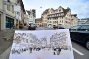 Visualisierung des Marktplatzes nach der Neugestaltung. Die Volksabstimmung ist im Herbst vorgesehen. (Bild: Max Eichenberger)