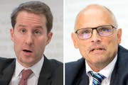 Thomas Aeschi und Alfred Heer (von links). (Bild: Keystone)