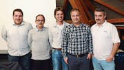 Die Vorstandsmitglieder des AKFV: Patrick Forrer, Rocco Lavanga, Präsident Marcel Maier, Patrick Eugster und Josef Raimann. (Bild: KER)