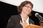 Barbara Baltensperger freut sich über die Ehrenmitgliedschaft des Thurgauer Kantonal-Musikverbandes. (Bild: Christof Lampart)