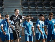 Gestern trainierten die Spieler das erste Mal unter dem neuen Übungsleiter Konrad Fünfstück. (Bild: Benjamin Manser)