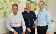 Die Gemeinderäte Paul Sauter, Simon Haag und Urs Zurbuchen bilden mit Beat Buchmann (abwesend) die Findungskommission. (Bild: Mario Testa)
