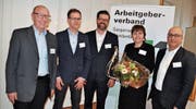 Neu im Vorstand des Arbeitgeberverbandes Sarganserland-Werdenberg: Thomas Ambühl, Markus Exer, Daniel Grünenfelder, Jeanette Romer und Nicola Sanzo (von links). (Bild: Jerry Gadient)