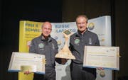 Bertrand Piccard und André Borschberg wurden gestern in St. Gallen mit dem Weltsolarpreis ausgezeichnet. (Bild: Urs Bucher)