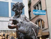 Weingott Bacchus: Römische Präsenz in der St. Galler Multergasse. (Bild: Luca Linder)