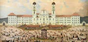 Das Kloster Einsiedeln um 1840/50, Öl auf Holz. (Bild: Schweizerisches Nationalmuseum)