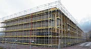 Der Neubau des landwirtschaftlichen Zentrums Salez soll noch vor den Sommerferien fertiggestellt sein. (Bild: Katharina Rutz)