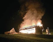 Am 27. Mai setzte ein Blitzschlag die Scheune in Brand. (Bild: Kapo)