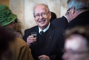 Pfarrer Josef Gander beim Abschiedsapéro zu seinen Ehren. (Bild: Reto Martin)