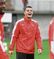 Er hat gut lachen – das Leben meint es gut mit Granit Xhaka. (Bild: Andy Müller/Freshfocus (Jona, 3. Oktober 2017))