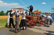 Der Sprütze-Zug Stadel im schweiss- und wassertreibenden Einsatz. (Bild: Desirée Müller)