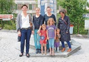 Die Gründerinnen des Trogner Krämermarktes: Anna Good, Anna Lutz, Nadya Sennhauser und Pascale Cattaneo. (Bild: ker)