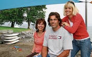 Die Familie Bücheler war über 50 Jahre im Freibad Goldach tätig (von rechts): Andrea und Christoph Bücheler, sowie Barbara Abate. Nicht auf dem Bild sind Frieda und Max Bücheler. (Bild: Rudolf Hirtl (25. September 2008))