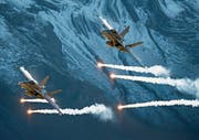 Zwei F/A-18 Hornets beim traditionellen Axalp-Schiessen der Schweizer Luftwaffe im vergangenen Oktober im Berner Oberland. (Bild: Christian Merz/Keystone)