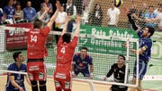 Lausanne UC dominiert in der Partie gegen Volley Amriwil (blaue Trikots) klar. (Bild: Mario Gaccioli)