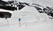 Das Werk nimmt Formen an: 2000 Kubikmeter Schnee für eine «Toggenburg» auf Zeit. (Bild: Sabine Schmid)