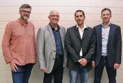 Die Kandidaten fürs Gemeindepräsidium: Stefan Diener (Moderator), Philipp Dörig, Michael Suter und Roman Habrik (von links).