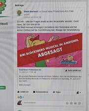 Die Stadt weist auf ihrer Facebook-Seite darauf hin, dass sie nicht zuständig ist für die Absage. (Bild: Rita Kohn)