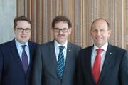 Regierungspräsident Benedikt Würth (SG), Regierungspräsident Jakob Stark (TG) und Landammann Matthias Weishaupt (AR). (Bild: pd)