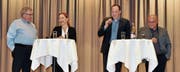 Die Hotels sollen sich positionieren und fokussieren, Hoteliers und Zweitwohnungsbesitzer zusammenstehen: Das wurde von den Referenten Christian Laesser, Claudia Oberhofer, Michael Müller und Rolf Züllig (von links) festgestellt. (Bild: Sabine Schmid)