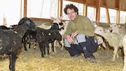 Arthur Ziegler inmitten seiner Lämmer. Die Aufzucht sei anspruchsvoll, aber sie mache ihm Freude. (Bild: Daniela Ebinger)