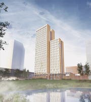 In Wien entsteht das mit 84 Meter höchste Holzhochhaus der Welt. (Bild: Visualisierung: Kerbler Gruppe)