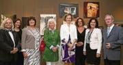 Direktor Rainer Vollkommer, Annette Oberdieck, Stiftungsratspräsidentin Renate Wohlwend, Donata Schenck zu Schweinsberg, Erbprinzessin Sophie, Cornelia Harmel, Regierungsrätin Marlies Amann-Marxer und Peter Echtermeyer. (Bild: Daniel Ospelt)