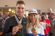 Empfang der Mountainbiker Jolanda Neff und Thomas Litscher in Thal © Foto: Christof Sonderegger (Bild: Christof Sonderegger)