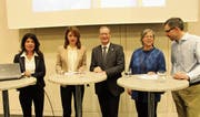 Susanne Giger, Denise Laufer, Walter Schönholzer, Jeanne Pestalozzi-Racine und Florian Wettstein. (Bild: Hugo Berger)