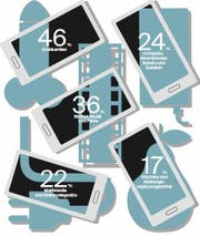 Anteil Einkäufe, die online getätigt werden, nach Sparten; Quelle: Futurecom-E-Commerce Studie 2017 (Bild: Lea Siegwart)