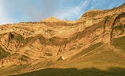 Die Felswand verwandelt sich im Abendlicht zu Gold: Blick hinauf zum Säntisgipfel. (Bilder: Patrik Kobler)
