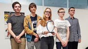 Geschichte für den SC Gonzen geschrieben: Anton Künzi, Dario Bischofberger, Anna Adzic, FM Fabian Bänziger und Jan Selinga. (Bild: PD)
