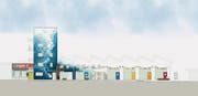 Der «Port 7» an der Titlisstrasse wird farbenfroh. Über die Fassade zieht sich eine Unterwasserwelt. (Bild: Visualisierung: PD)
