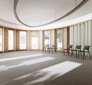Der geplante Mehrzweckraum im lichtdurchfluteten Pavillon. (Bild: Visualisierungen: pd)