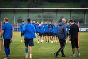 Das israelische Fussballnationalteam, hier beim Training auf der Sportanlage Kellen in Tübach, spielt am Freitagabend trotz Sabbatruhe. (Bild: Michel Canonica)