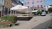 Auf dem Bärenplatz steht bis Ende Juli ein Pavillon.