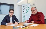 Geschäftsstellenleiter Gabriel Walzthöny und Präsident Matthias Erne. (Bild: Christoph Heer)